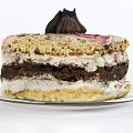 Delicious Layered Cream Cake With Tea Mint And Lime Slices