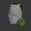 Firefighting Equipment White Respirator Mask With Blue Goggles Yellow Filter And Brown Straps