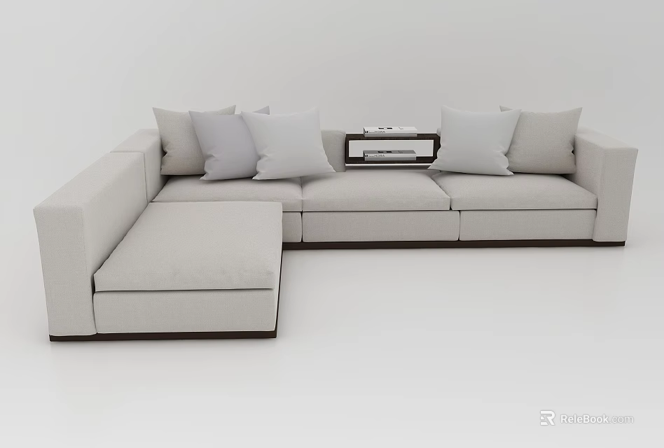 Modern Light Gray L shaped Sectional Sofa with Soft Cushions and Comfortable Seating 3d model