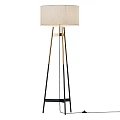 Modern Floor Lamp Featuring Linen Shade And Tripod Metal Stand Design