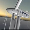Wind Turbine Architectural Components with Tall Towers and Rotating Blades on Water Surface