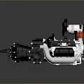 Mechanical Equipment 3D Model With Black Body Metallic Pipes Knobs And Red Component