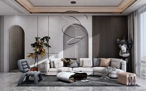 Kaws sofa coffee table combination 3d model