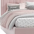 Single Bed with Pink Green Velvet Headboard Dream Theme Pillows Cozy Bedding