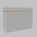 White Medical Device Cabinet With Vertical Striped Design And Golden Trim