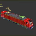 Red Electric Train with Pantograph on Top Modern Sleek Streamlined Body 3d model