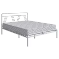 Double Bed with Black Metal Frame Simple Design and White Diamond Stitched Mattress
