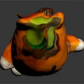 Cute Orange Plush Toy With Green Leaf On Head And White Limbs
