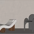 Modern Leisure Chairs Featuring White Lounger Gray Armchair And Wooden Base Design