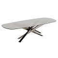 Modern Minimalist Dining Table With Crossed Metal Legs And Sleek Smooth Surface Design