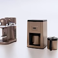 Modern Kitchen Appliances With Sleek Coffee Maker And Electric Kettle 3d model