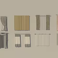 Various Curtain Styles For Home Window Decor And Interior Design 3d model