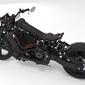 Sleek Black Custom Motorcycle With Red Seat Unique Engine And Body Design 3d model