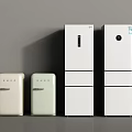 Modern Upright Refrigerators and Freezers in Beige Light Green White Hues