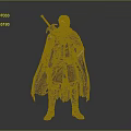 A Male Warrior In Leather Armor With Long Cloak And Metal Arm Guards Holding Axe