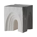 Modern Minimalist Wooden Stool With Arched Details And Natural Wood Texture