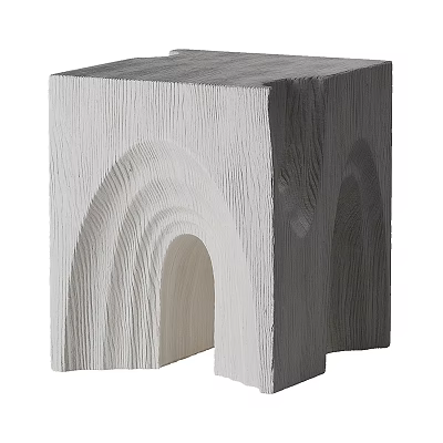 Modern Minimalist Wooden Stool With Arched Details And Natural Wood Texture 3d model