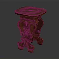 Wooden Carved Small Table With Intricate Antique Style Decorative Design