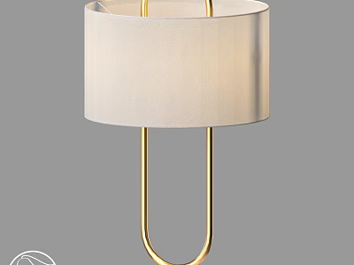 Modern Minimalist Table Lamp With Gold Metal Stand And White Fabric Shade 3d model