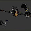 Game Movie Character with Blonde Hair Black Armored Bodysuit Arms Outstretched and Sword Gear