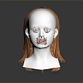 Orange Long Hair Wig Display On White Mannequin Head Model