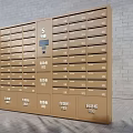 Commercial Brown Mailbox Lockers With Numbered Compartments And Smart Control Panel For Buildings 3d model