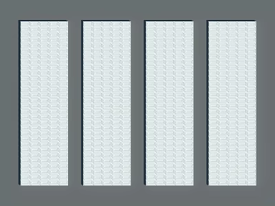 White Vertical Wall Panels Arranged In Four Units With Grey Background 3d model