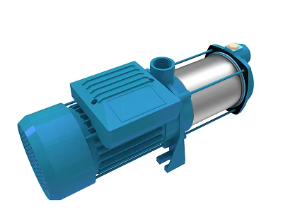 High Performance Blue Electric Water Pump With Metal Body And Motor Housing 3d model