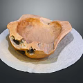 Handcrafted Wooden Bowl Placed On Natural Stone Tray For Decorative Use