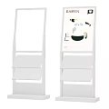 Floor Standing Ramen Advertising Sign With Panda Cartoon Design Pink Background And Multi Layer Shelves