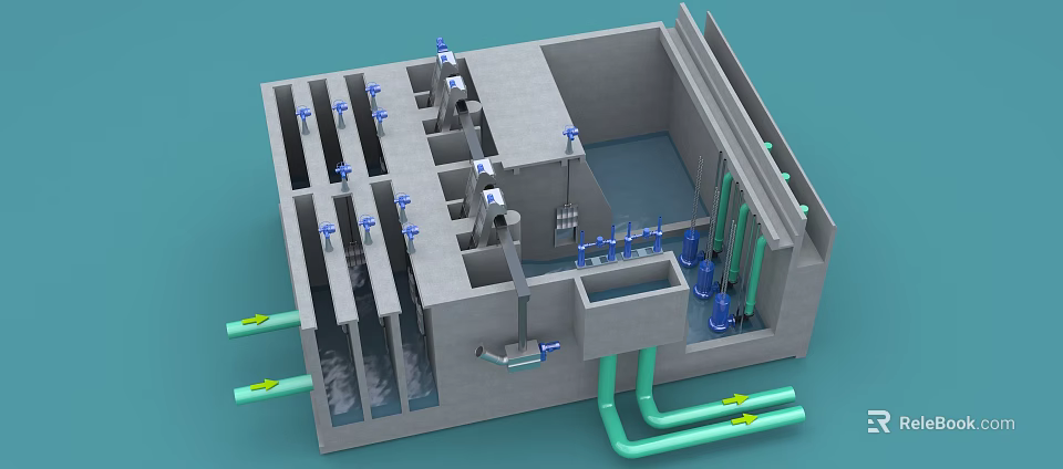 Advanced Industrial Plant Interior With Pipe Systems Valves And Processing Equipment 3d model 