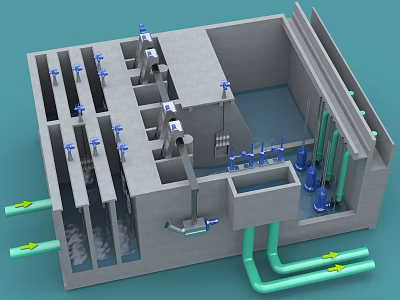 Advanced Industrial Plant Interior With Pipe Systems Valves And Processing Equipment 3d model