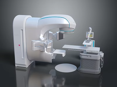 Advanced Medical Device With White Exterior Blue Accents Treatment Table And Integrated Control Panel 3d model
