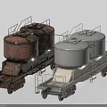 Industrial Railway Tank Cars Equipment With Large Storage Tanks And Metal Railings