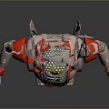 Game and Movie Robot Character With Silver Metallic Body Red Arms Grid Head And Antenna