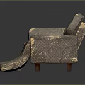 Worn Out Sofa With Two Small Cushions And Distressed Fabric Details 3d model