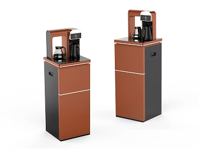 Brown And Black Standing Household Appliances With Top Unit And Storage Cabinet 3d model