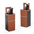 Brown And Black Standing Household Appliances With Top Unit And Storage Cabinet