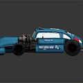 Blue Toy Car With Large Wheels Engine Pipes And Stylish Design