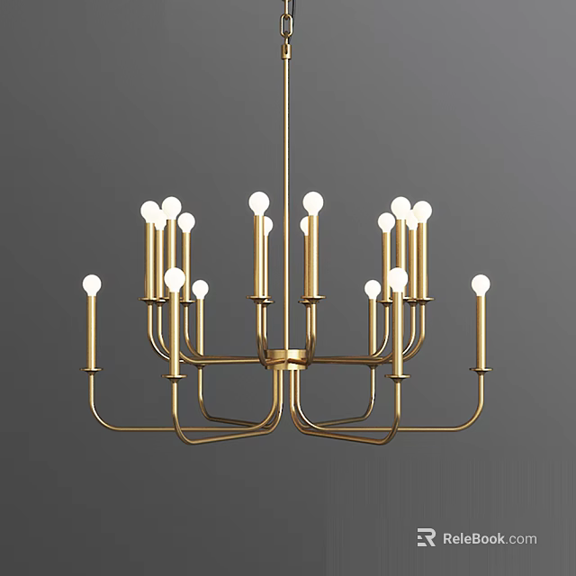 Modern Gold Chandelier with Multiple Spherical Bulbs and Metal Frame 3d model