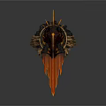 Ornate Decorative Weapon With Gold And Black Design Spiked Top And Red Tassels