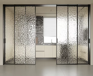 modern glass sliding door kitchen door 3d model