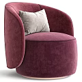 Modern Single Sofa With Curved Design Gray Velvet Upholstery And Comfortable Pillow