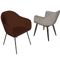 Two Modern Stylish Dining Chairs With Brown Light Gray Upholstery And Armrests