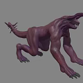 Purple Scary Game Movie Character Crawling With Long Ears Sharp Fangs And Claws