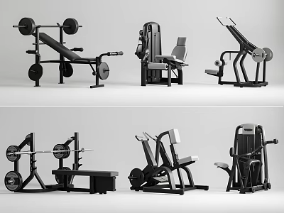 Gym Fitness Equipment With Barbell Bench Press Adjustable Fitness Chair And Multi Functional Trainer 3d model