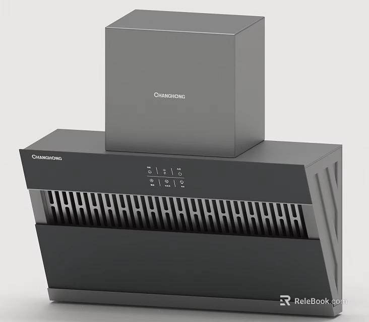 Changhong Efficient Black Range Hood With Digital Display For Modern Kitchen 3d model 