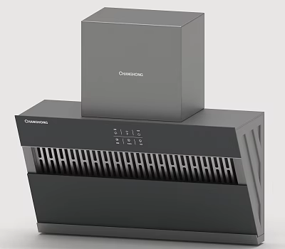 Changhong Efficient Black Range Hood With Digital Display For Modern Kitchen 3d model