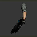 Modern Metallic Weapon Held By Arms With Green Sleeves And Black Gloves