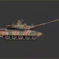 3D Rendered Tank With Camouflage Paint Brown Green Turret Cannon And Tracks